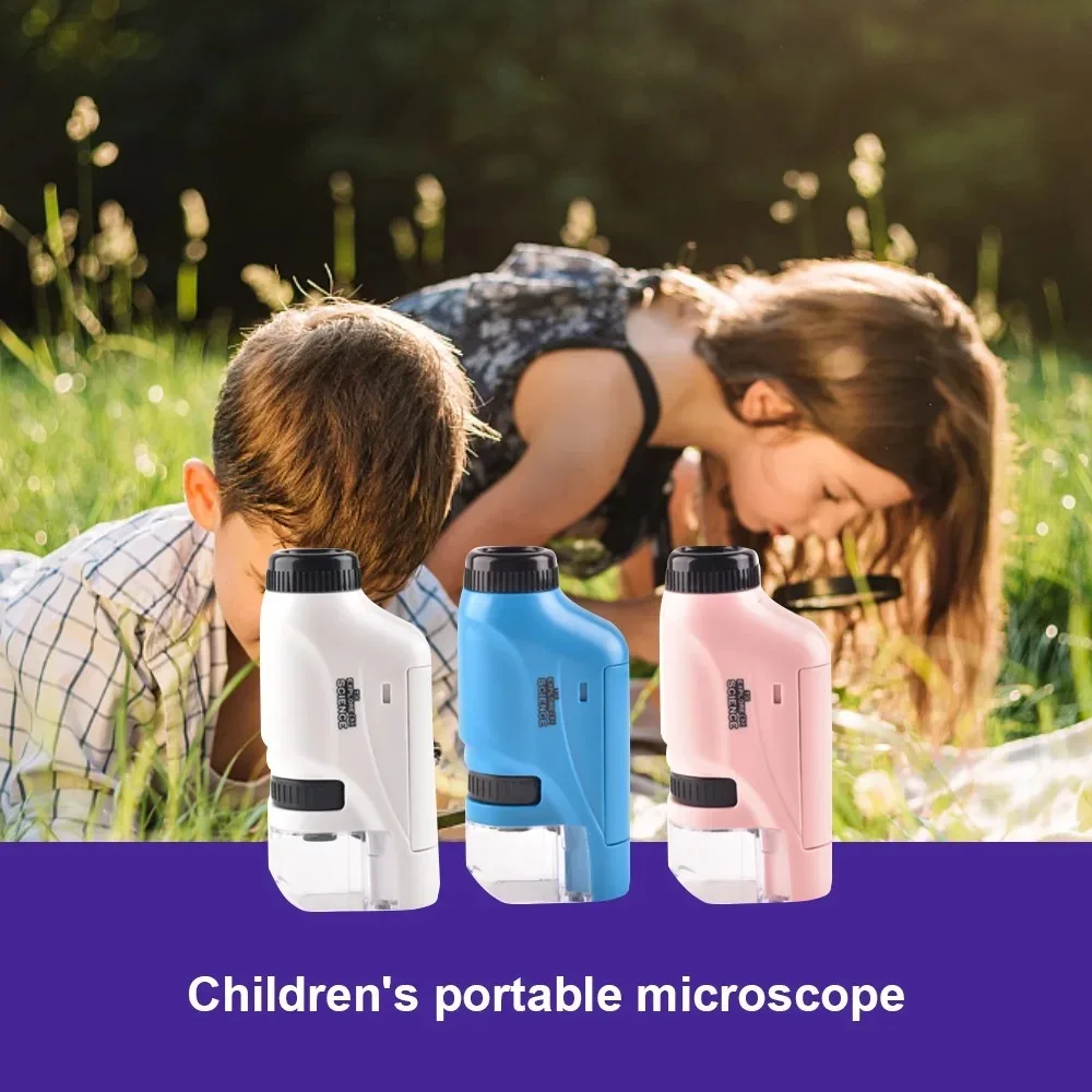 Batterie de microscope portable, éducation scientifique pour enfants, cadeau de microscope bioscience, déterminer avec LED, 62, 60-120x