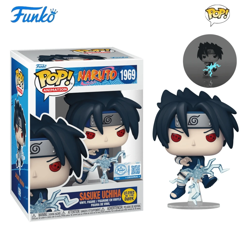 나루토 애니메이션 피규어 사스케 우치하(글로우) # 1969 FUNKO POP 4.5인치 비닐 피규어 소장용 한정판 모델 장난감 선물 ﻿