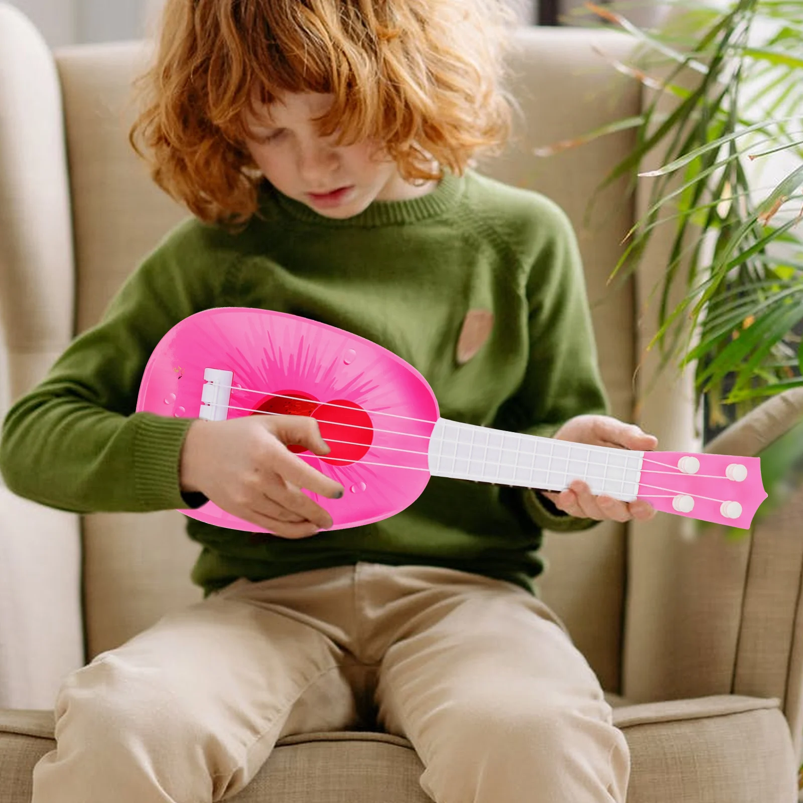 Crianças guitarra de plástico brilhante cor dos desenhos animados aprendizagem precoce ukulele instrumento musical mini guitarra brinquedo crianças ukulele brinquedo