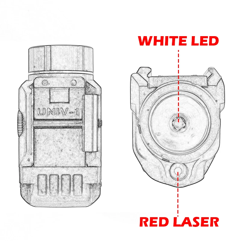 Imagem -03 - Tactical Led Pistol Gun Light com Red Dot Laser Pointer Sight para Glock 17 19 Cz75 1911 20 mm Rail Tr7 Tr8