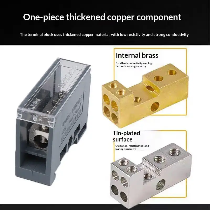 One In Multiple Out Din Rail Terminal Block 150A Universal Distribution Box Wire Connector ABS/Copper Power Junction Box