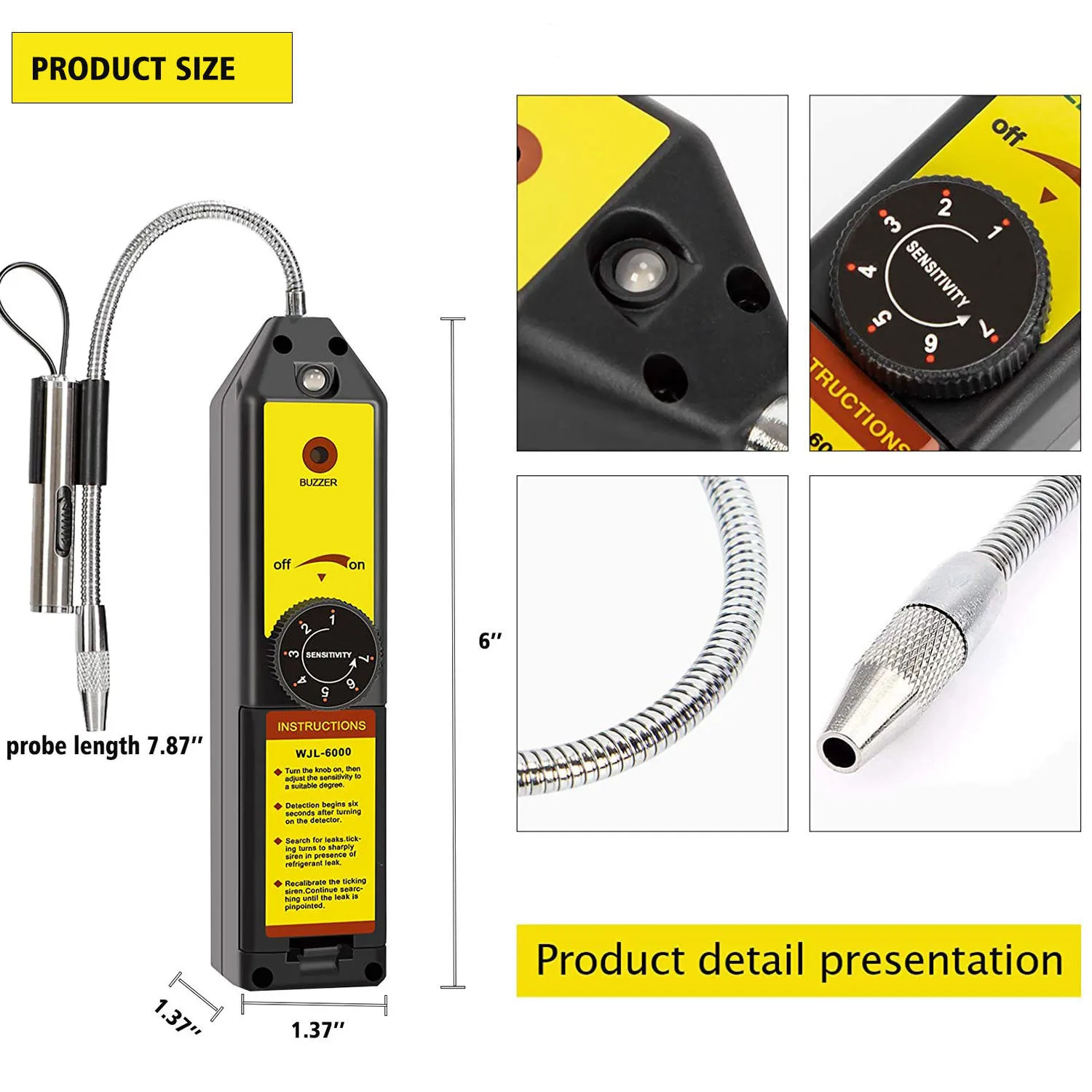 Detector de vazamento de freon WJL-6000 para r134a r410a r12 r22 r404a gás halogênio hvac sniffer testador de vazamento automotivo com 7.9 Polegada
