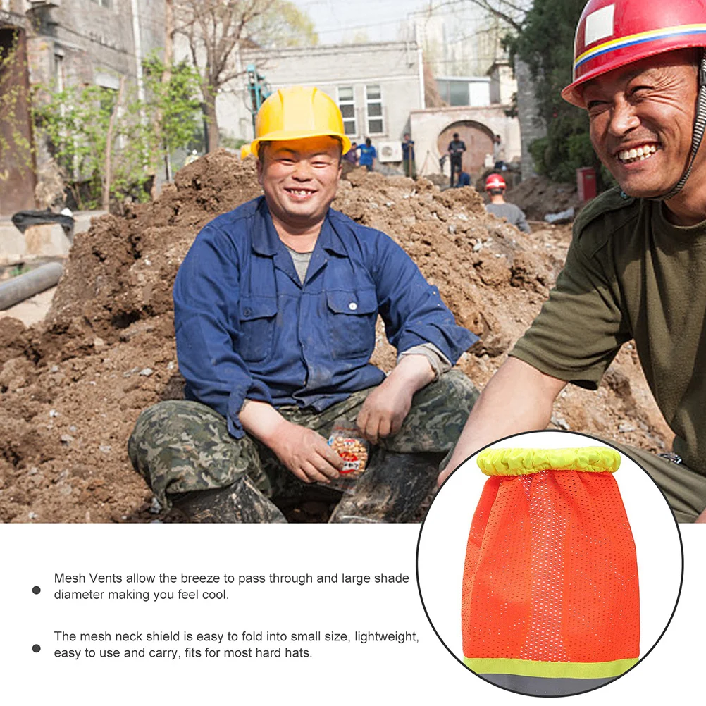 

High Visibility Cover Hard Hat Sun Shade Construction Hat Cover Orange Mesh Vents Neck Protection