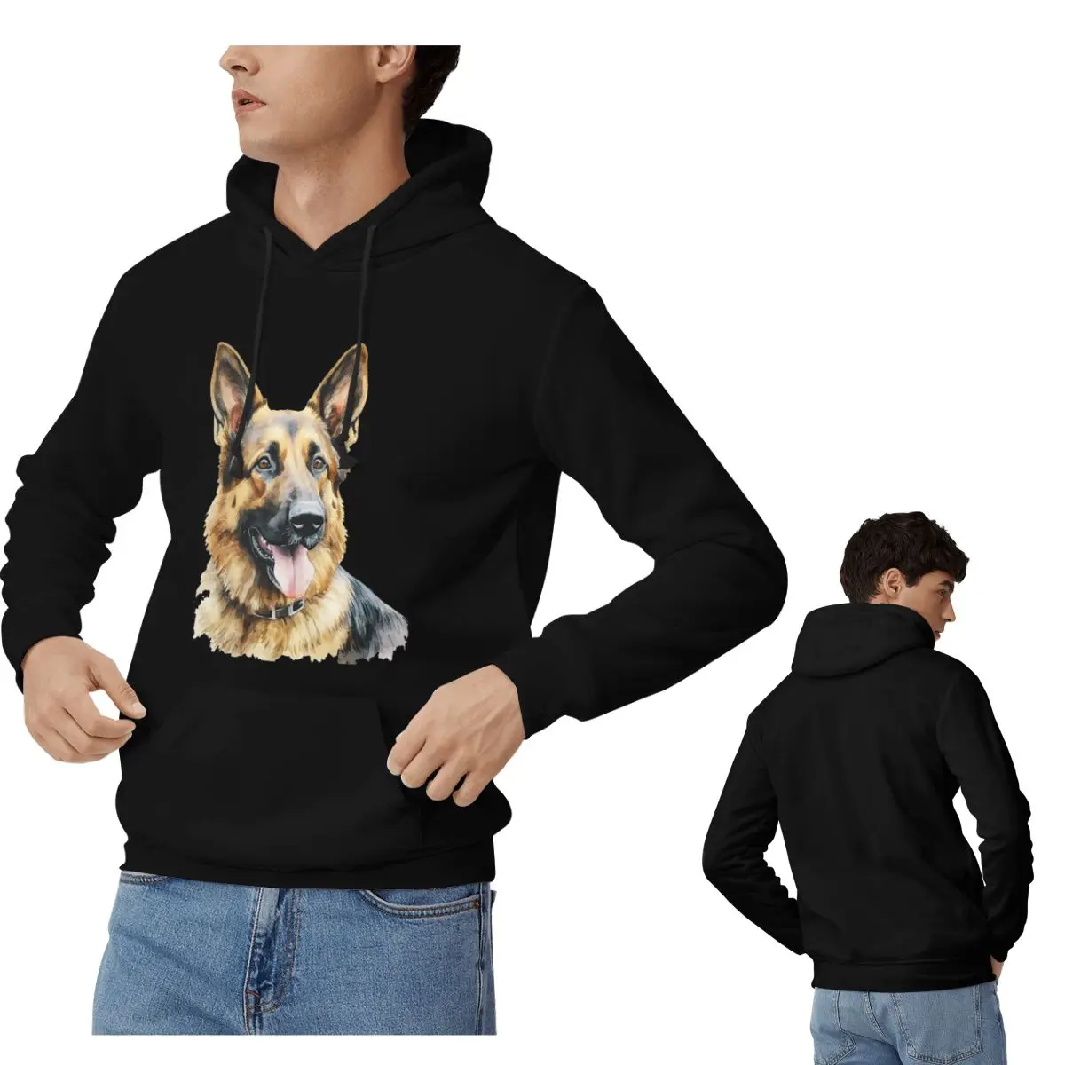 

Акварельные толстовки с немецкой овчаркой для мужчин и женщин, повседневный пуловер, толстовка в стиле хип-хоп, одежда с длинными рукавами, осень-зима