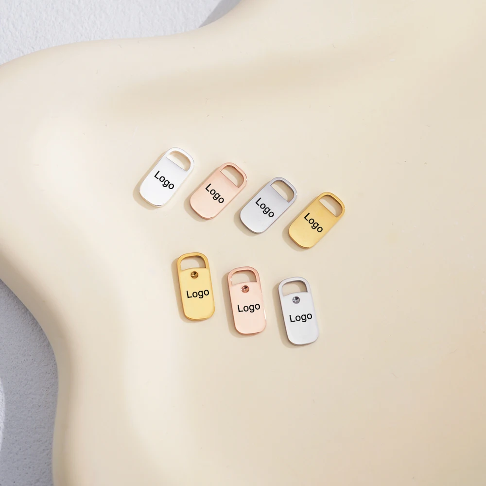 

20pcs/Lot Stainless Steel Custom Name Logo Tags 18K Real Gold Vacuum Plated Charms Personalized Mini Beads Diy Bracelet Pendant