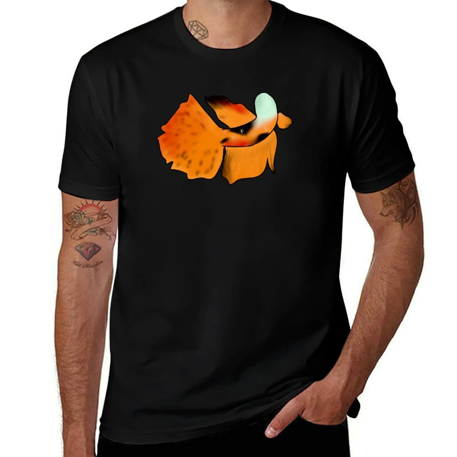 Koi Betta with Teal Accents T-Shirt Active Sports Short Sleeve Cotton Shirt T-Shirt