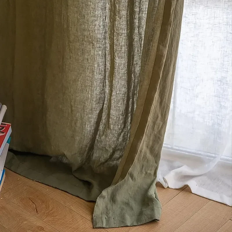 High Quality 100% Linen Window Curtains Modern Style Light-Transmitting Blackout Shades for Home Hotel or Hospital Decoration