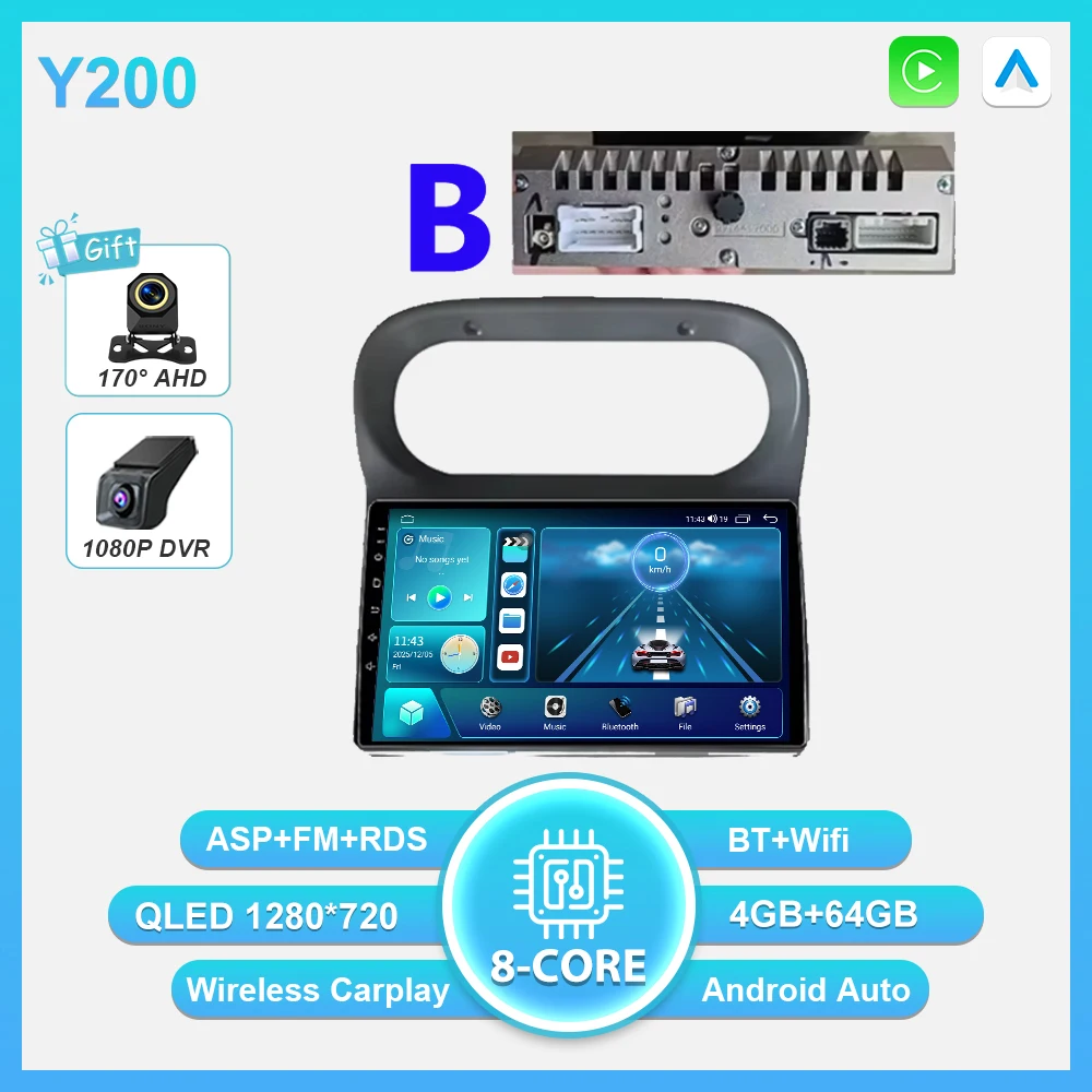 Android 16 Carplay Auto autoradio voor Renault Twingo 1 2005 - 2013 multimediaspeler autoradio Wifi BT scherm GPS navigatie