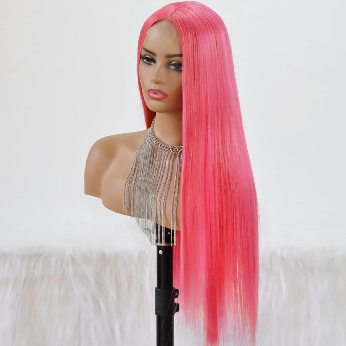 

Pink Straight Human Hair Wigs 13X6 HD Lace Frontal Wig Human Hair 200 Density Brazilian Hair Pre Plucked Wig For Women