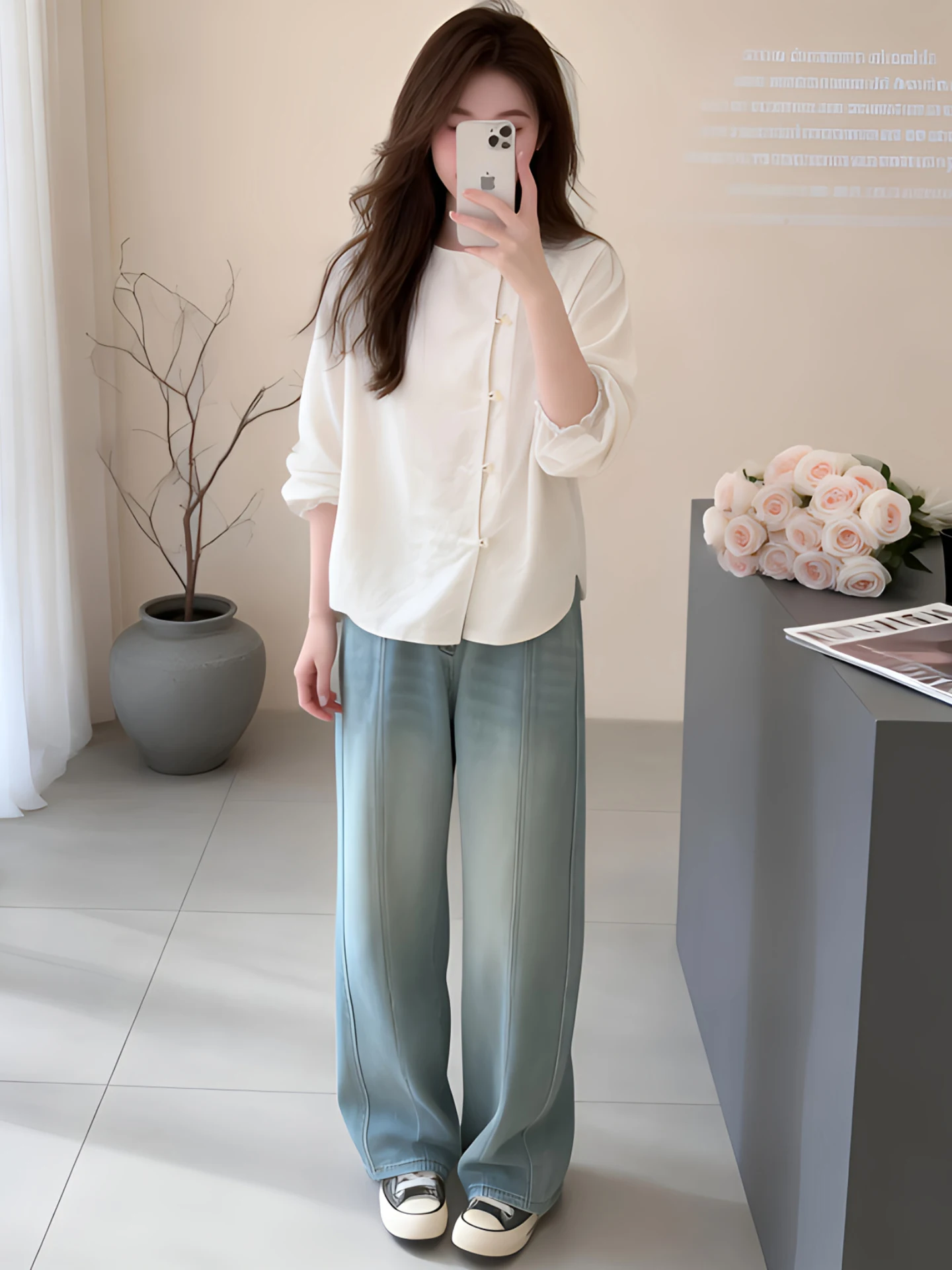 

Женская футболка в китайском стиле ретро, новинка весенне-осеннего сезона, универсальная базовая рубашка, верхняя одежда для повседневной носки