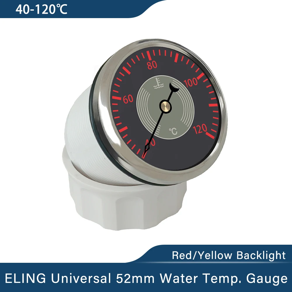 

ELING 52mm (2'') Water Temperature Temp. Gauge 40-120℃ Signal with Red Yellow Backlight for Auto Motorcycle Marine Boat 12V 24V