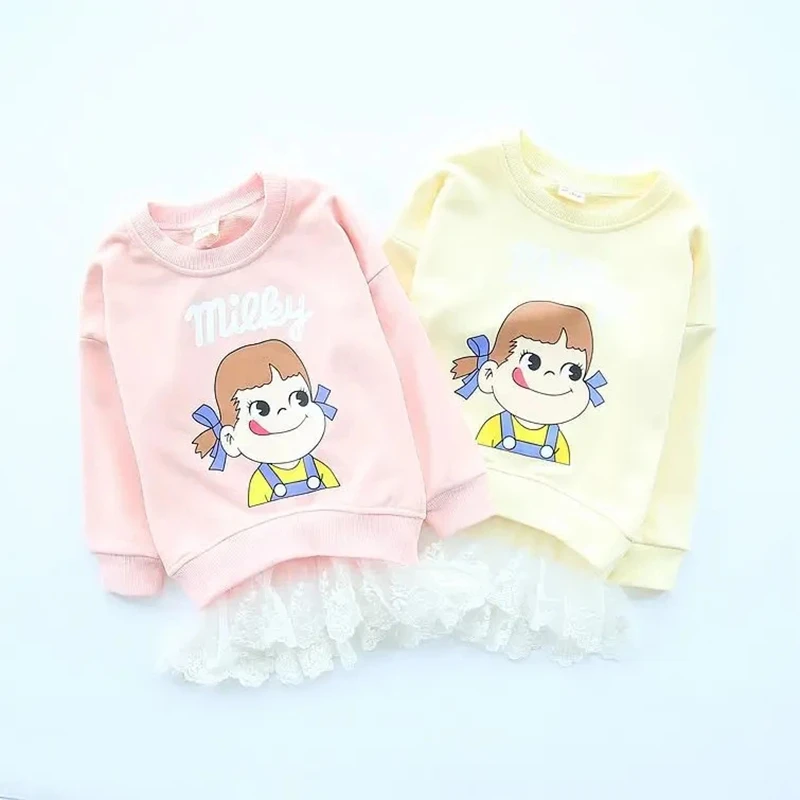 

2-6T kids girls spring autumn Fashion Cartoon cotton brand lace hoodies coat