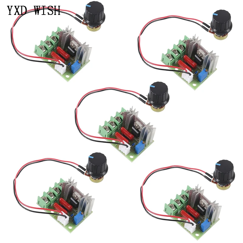 5pcs Voltage Regulator AC 220V 2000W SCR Power Regulator Dimming Dimmers Motor Speed Controller Thermostat Electronic Module