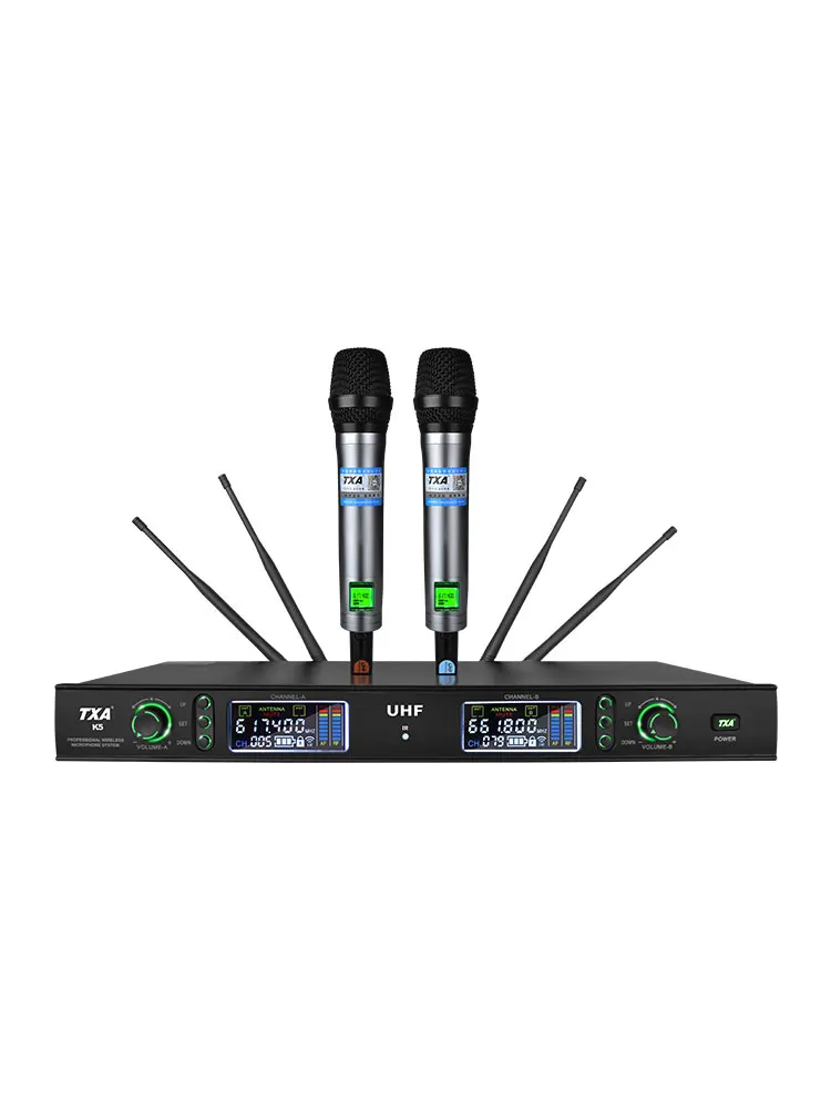 K5  Four Antenna 200Effective Distance UHF Dual Channels Wireless Microphone for Karaoke Stage