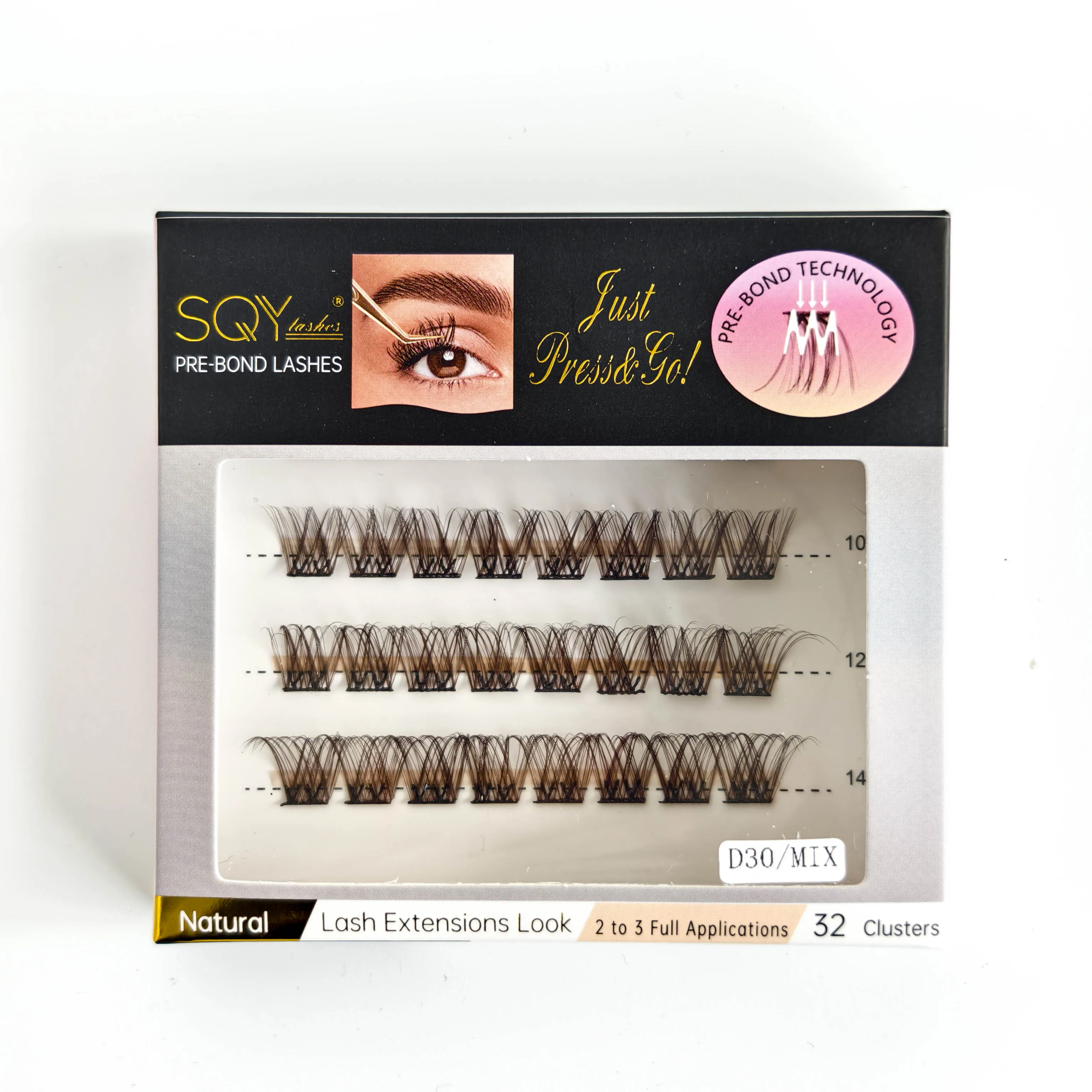 Druk Op Wimperclusters Zelfklevende Wimpers Voorgelijmde Clusterwimpers Zelfklevende Wimperclusters Pre-Bond Diy Lash Herbruikbaar - afbeelding 1