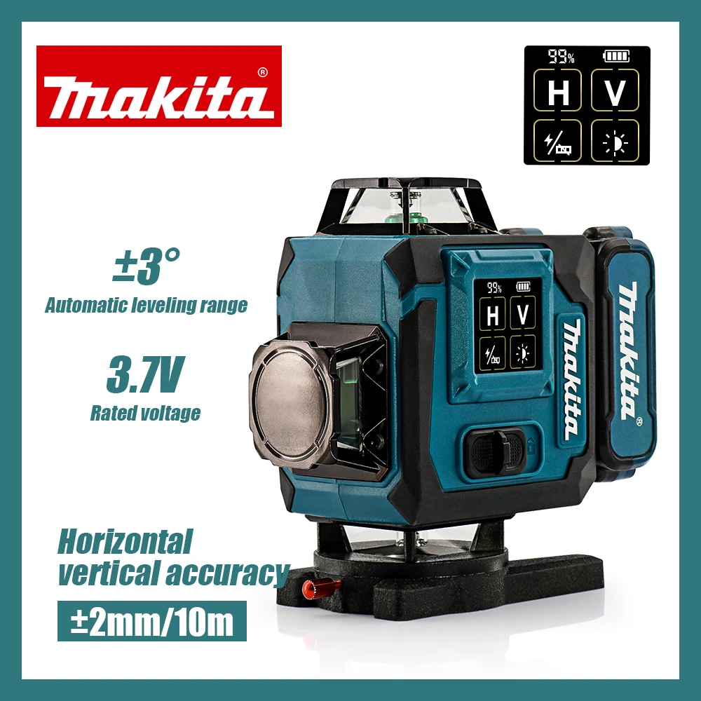 

3D/4D Green Laser Level 12/16 Lines Horizontal And Vertical With Remote Control 360°Self-leveling Laser Levels For Makita Tools