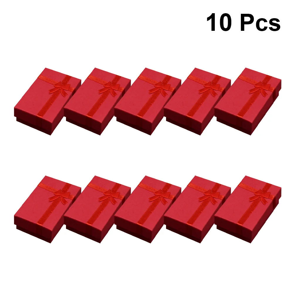 

10Pcs Jewelry Box Bowknot Design Necklace Ring Storage Organizer Display Case Durable for Home Shop Necklace Box