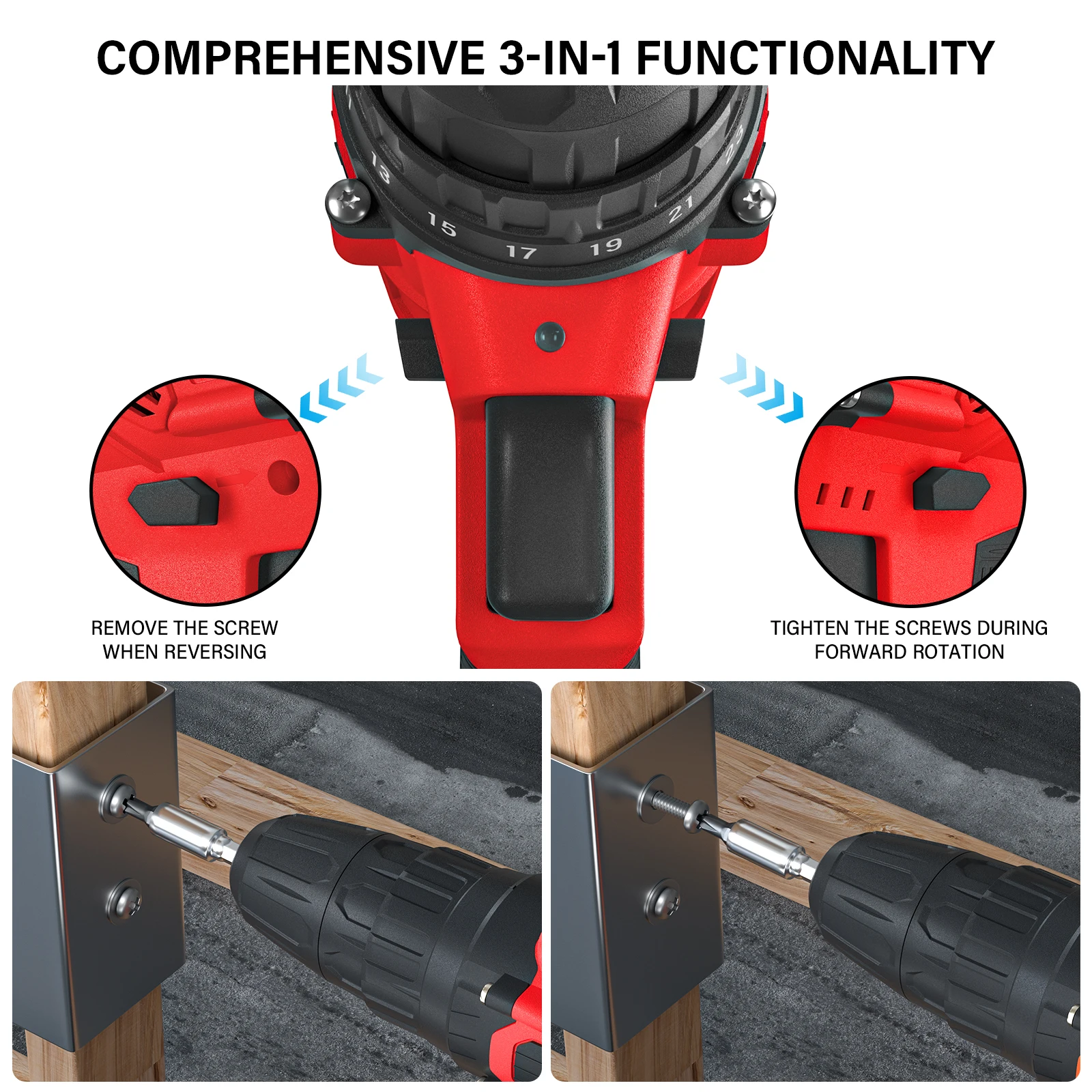 21V Cordless Drill,45Nm Electric Screwdriver Set with 29PCS Accessories, 2 Variable Speed for Home DIY Project Kit