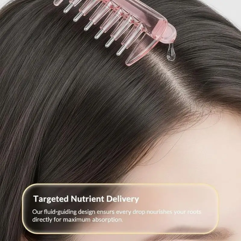 Transparent Unisex Essential Oil Massage Comb Rolling Teeth Built-in Liquid Tank for Deep Scalp Nourishing