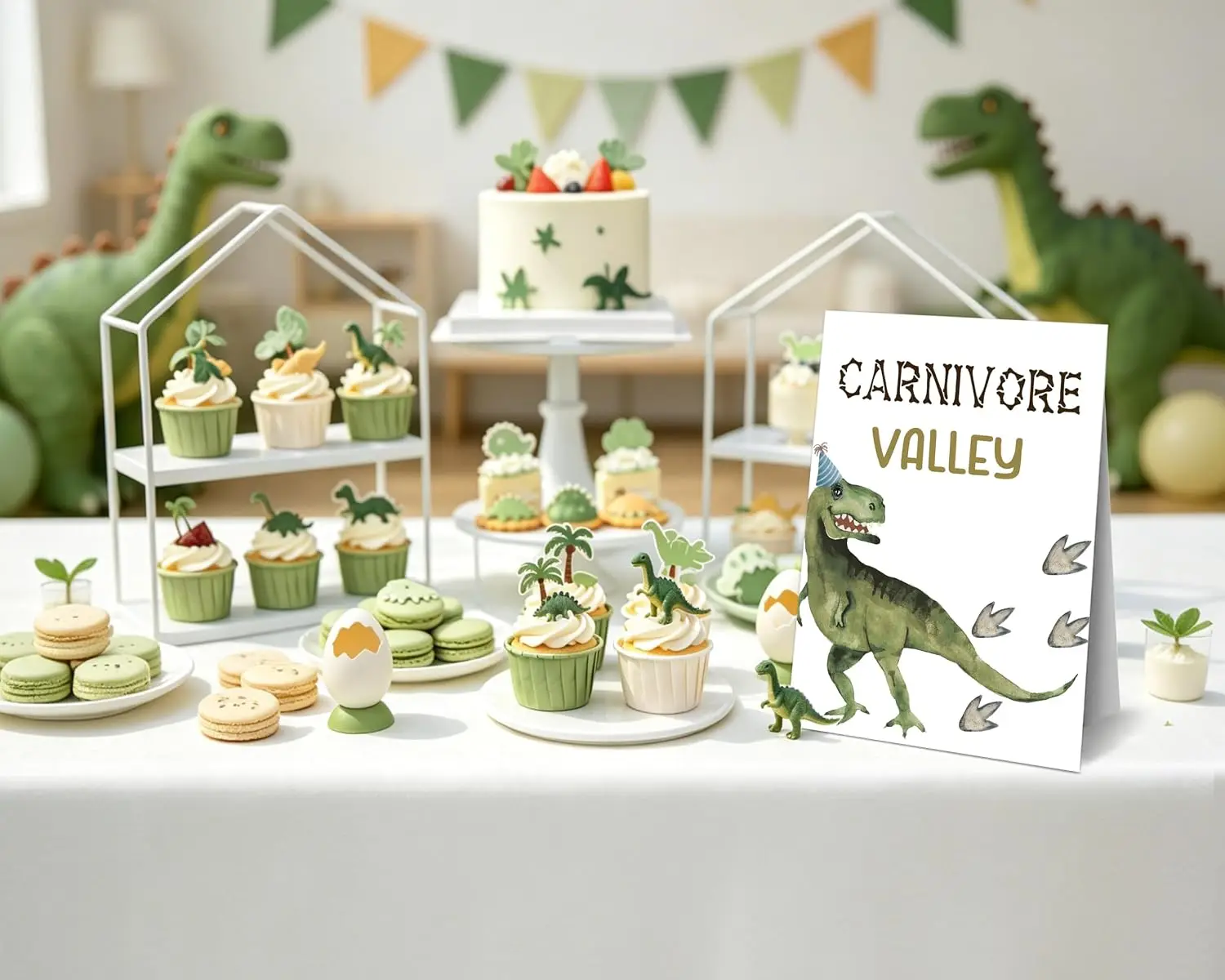 Dinosaur Theme Party Sign 8x11 Inch with Stand Birthday Graduation Retirement Bachelorette Baby Shower Buffet Table Decoration