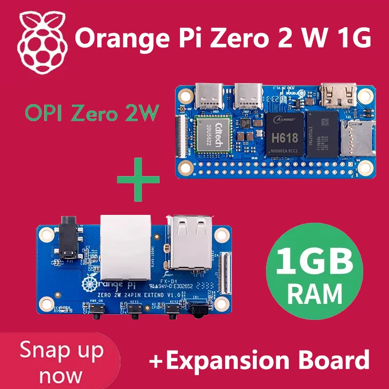 

Orange Pi Zero 2 W 1G+Expansion Board,DDR4 Allwinner H618 Orange Pi Zero 2W WiFi+BT BLE SBC Single Board Zero2W Mini