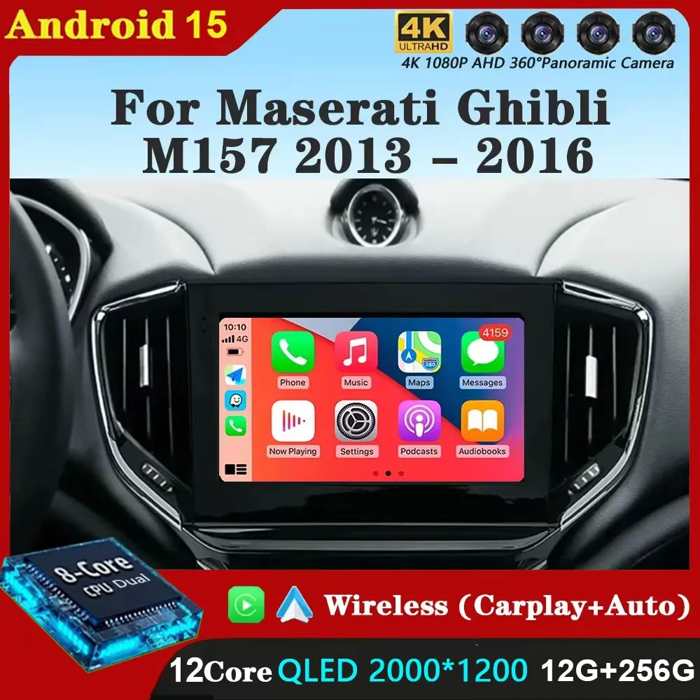 Android 15 Carplay Auto For Maserati Ghibli M157 2013 - 2016 Car Radio Multimedia Video Player Navigation GPS  No 2Din 2 Din DVD