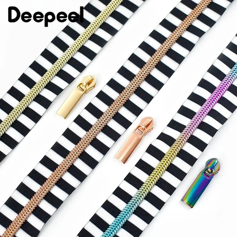 

Deepeel 1-5M 5# Stripe Nylon Zipper Tape with Zip Sliders Zippers Pull for Sewing Bag Garment Zips Coil Repair Kit Accessories