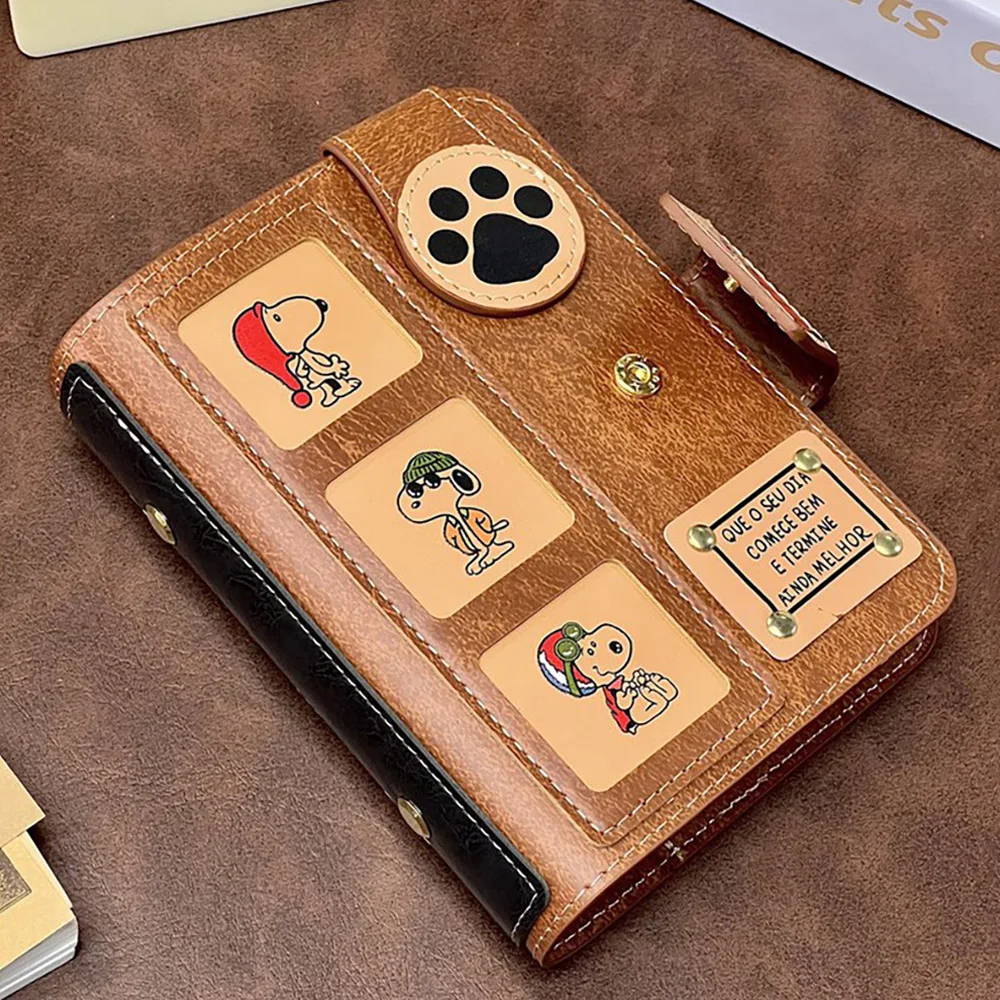 Cuadernos Retro A7 de Snoopy, manuales desmontables de hojas sueltas, bonito diario de cuero portátil, papelería para estudiantes, suministros escolares, regalos