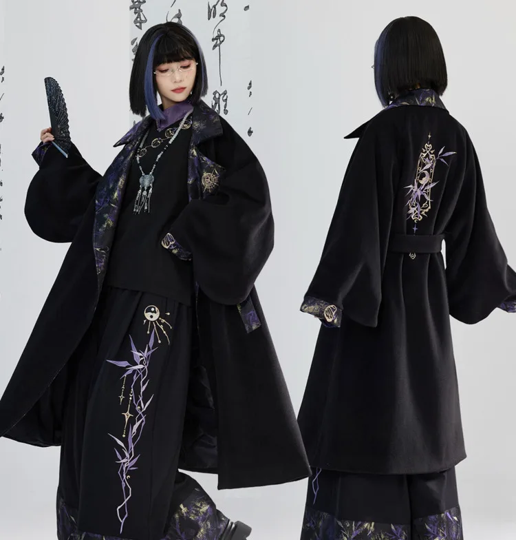 New Chinese Style Guofeng Heavy Industry Embroidery Weaving Gold Woolen Fabric Coat Fiesta Carnival Halloween Cos Cosplay