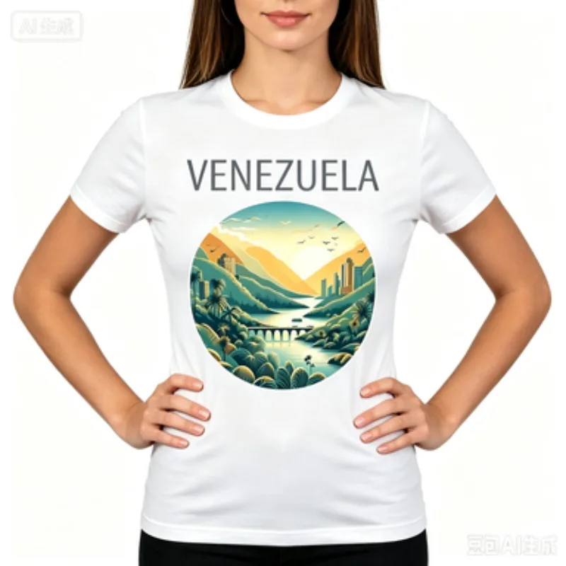 Tshirt Venezuela Tropical Scenic Illustration South American Country Travel Souvenir Casual Outdoor Streetwear Short Sleeve Tee