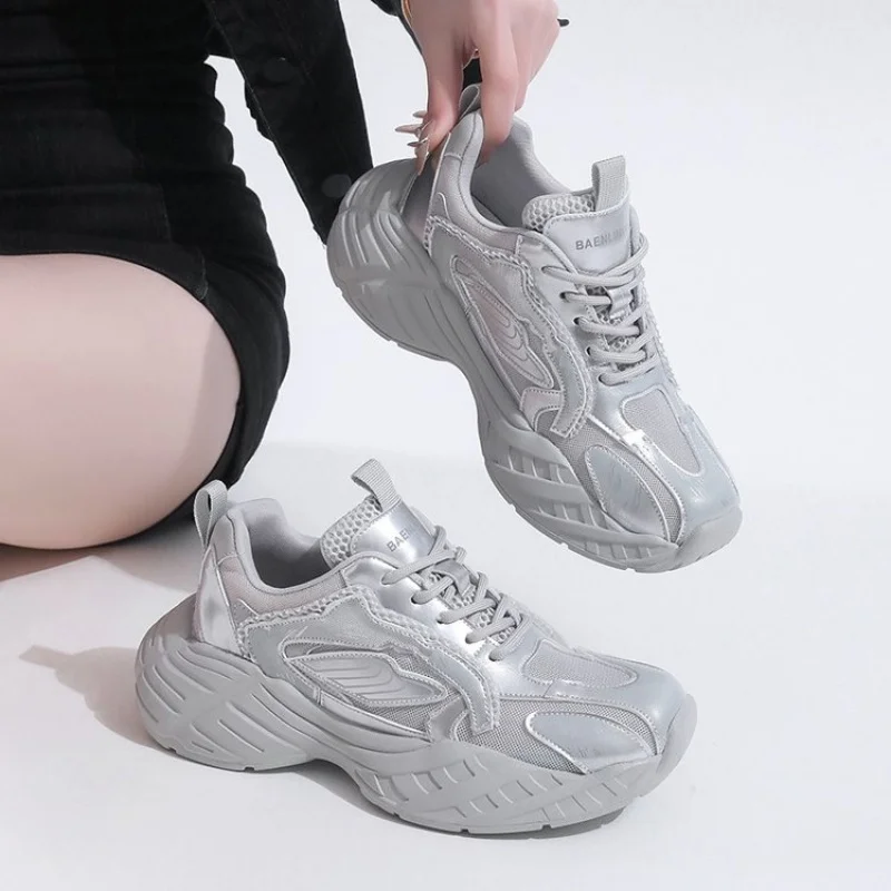 

Summer Mesh Breathable Thick-Soled Dad Shoes for Women 2025 New Thin Mesh Shoes Super Popular Casual Sports Shoes