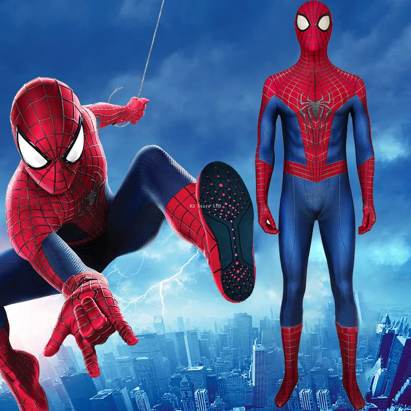 

Удивительный Человек-Паук 2, мужской костюм на Хэллоуин TASM, костюм Человека-Паука для косплея, костюм супергероя зентай для взрослых, полный боди, вечерние комбинезон