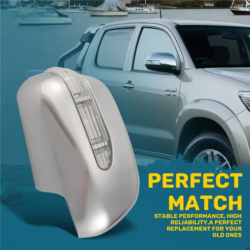 AU33-Car Reversing Mirror Cover LED Rearview Mirror With Light Side Mirror With Turn Signal For Toyota HILUX VIGO 2006-2014