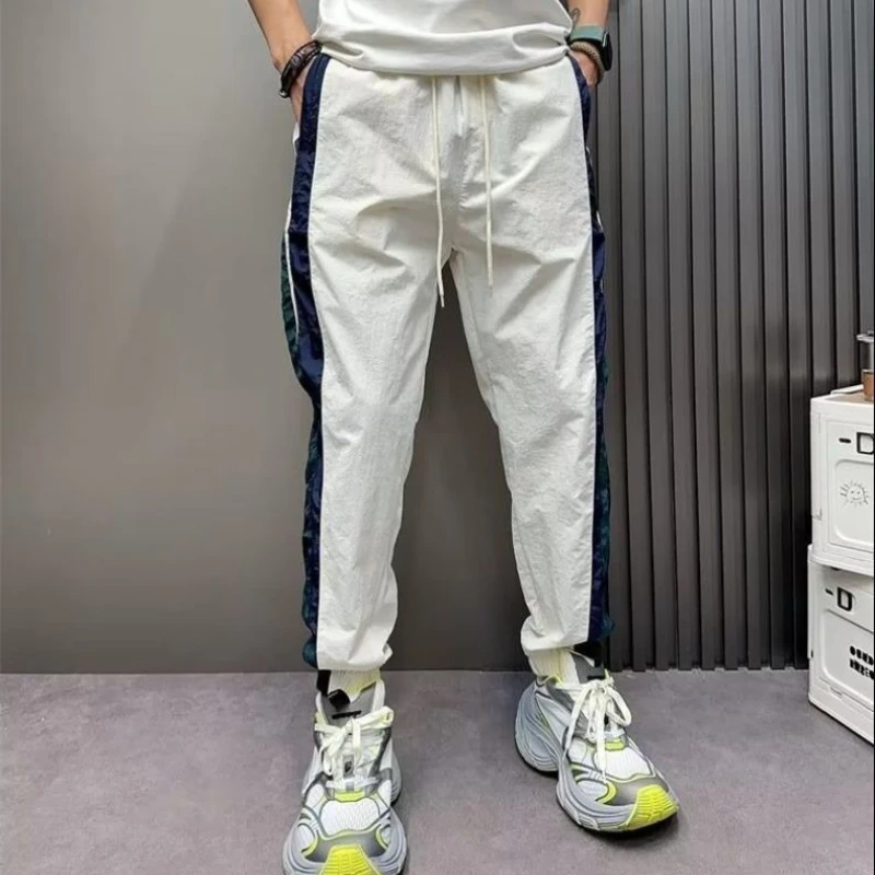 Verão calças casuais homem venda fina tendência elastano estética longo poliéster streetwear roupas baggy calças xxxl para homem