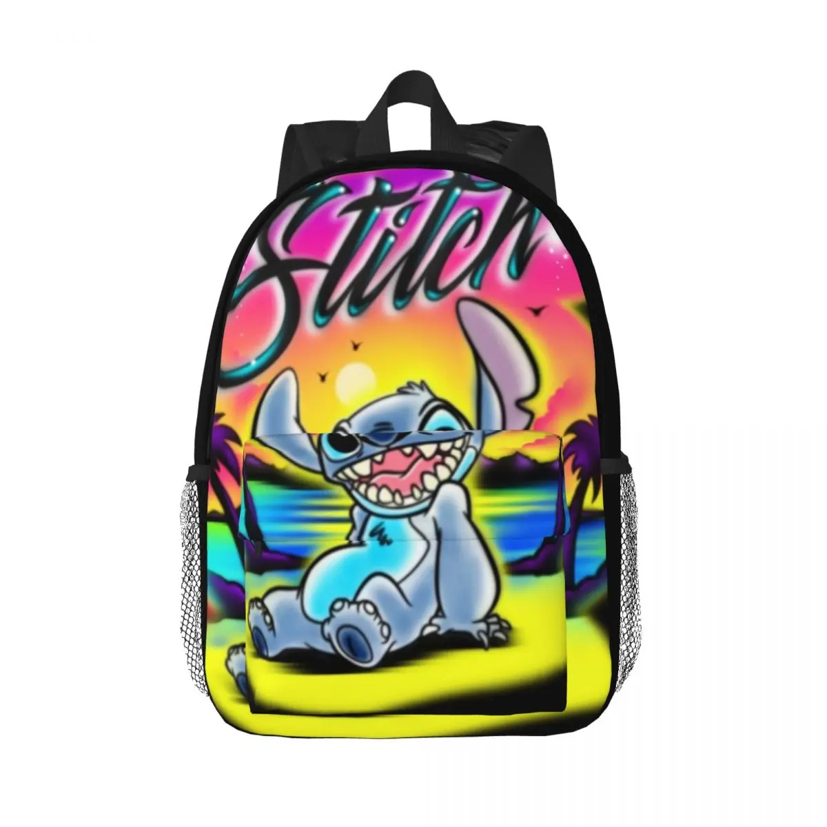 Mochila compacta Disney Stitch de 15 polegadas – Bolsa leve e elegante, perfeita para estudantes e viajantes