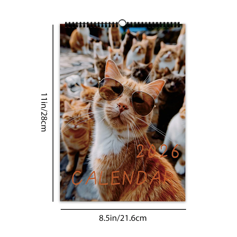 1 шт. настенный календарь на 2026 год, абстрактная коллекция животных, 12 красивых дизайнов, идеальный подарок на дни рождения, Рождество, Новый год