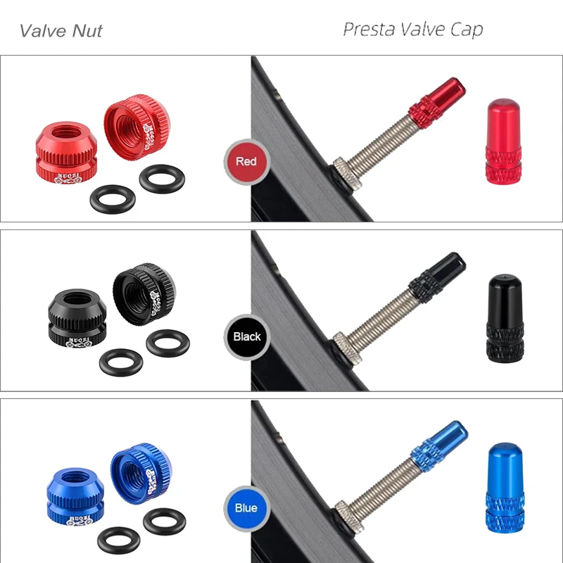 2~8sets Bicycle Tire Valve Nut with Presta Valve Cap Set MTB Road Bike Tubeless Presta Valve Protection Screw and Cover