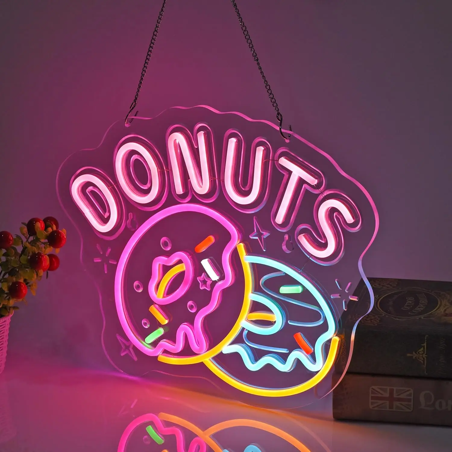 Donuts Neon Signs LED Donuts Engraved Neon Light USB Powered Suitable for Restaurants Bars Coffee Shops Western Restaurants