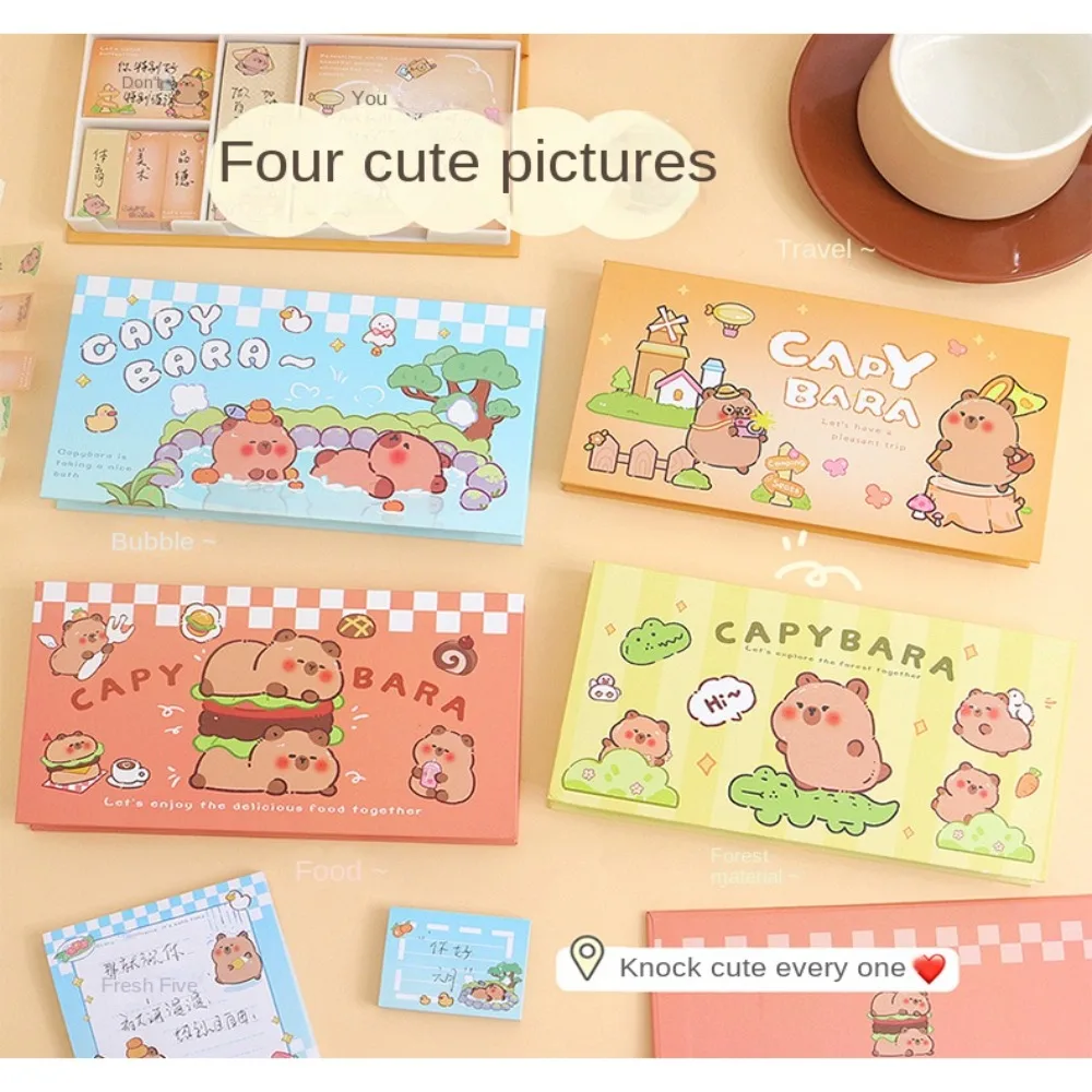 Cute Kawaii Capybara Sticky Notes, Bloco de notas, Auto-Stick, Adesivo, Memo Pads, Diário, Animal dos desenhos animados, Bookmark