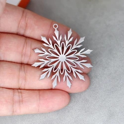 3pcs Exquisite Snowflake Charms for Jewelry Making DIY Craft Tassels Earrings Necklace Women Christmas Stainless Steel Pendant