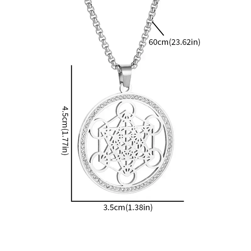 Solomon Flower of Life Chakra Spirituality Stainless Steel Necklace Archangel Sacred Geometry Metatron Necklace Pendant Jewelry