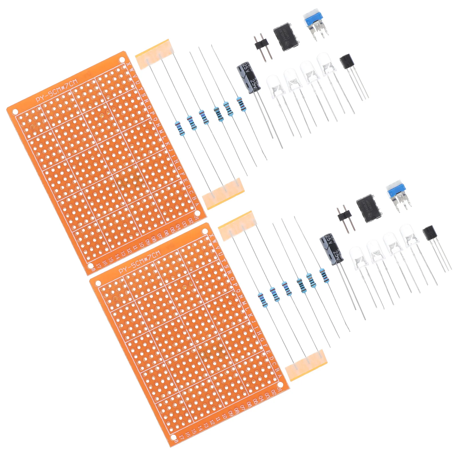 2Sets Lötübungsbrett DIY Elektronisches Kit für Studenten Anfänger Schweißen Lernprojekt mit Schaltkreiskomponenten