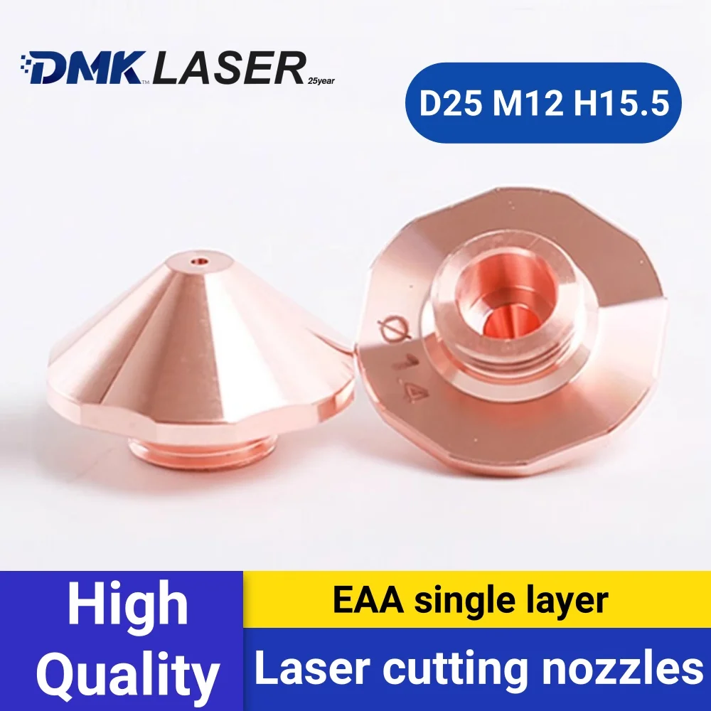 DMK EAA Laser cutting Nozzles D25 M12 H15.5 Single Layer Without Chrome 0.8-2.7mm For Fiber Laser Metal Cutting machine