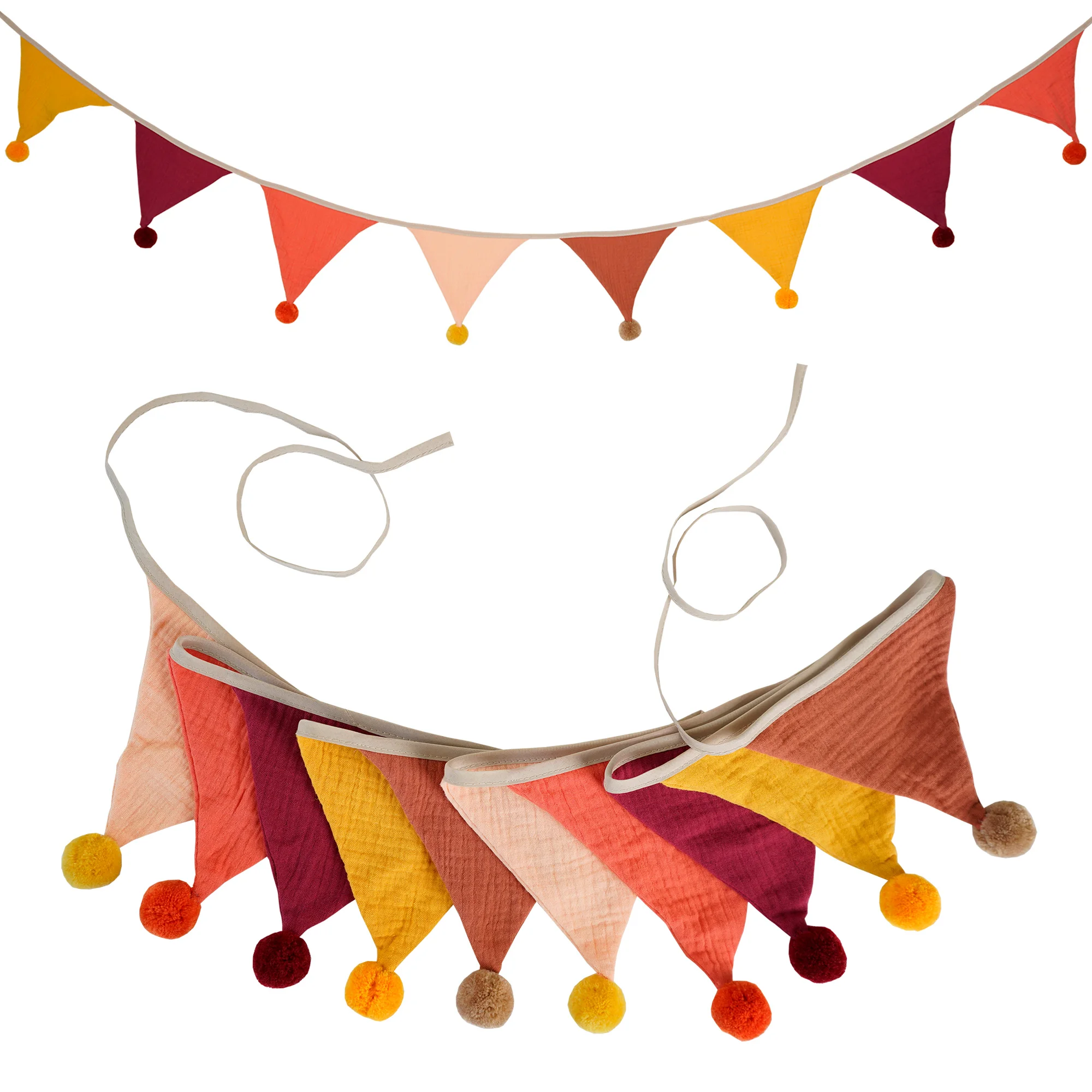 2,6 m/8,5 ft Kindergarten Stoff Bunting 10 Dreieck Wimpel Flaggen mit Kugeln Party Decor Banner Home Baby Dusche Karneval Girlande – Detail 32