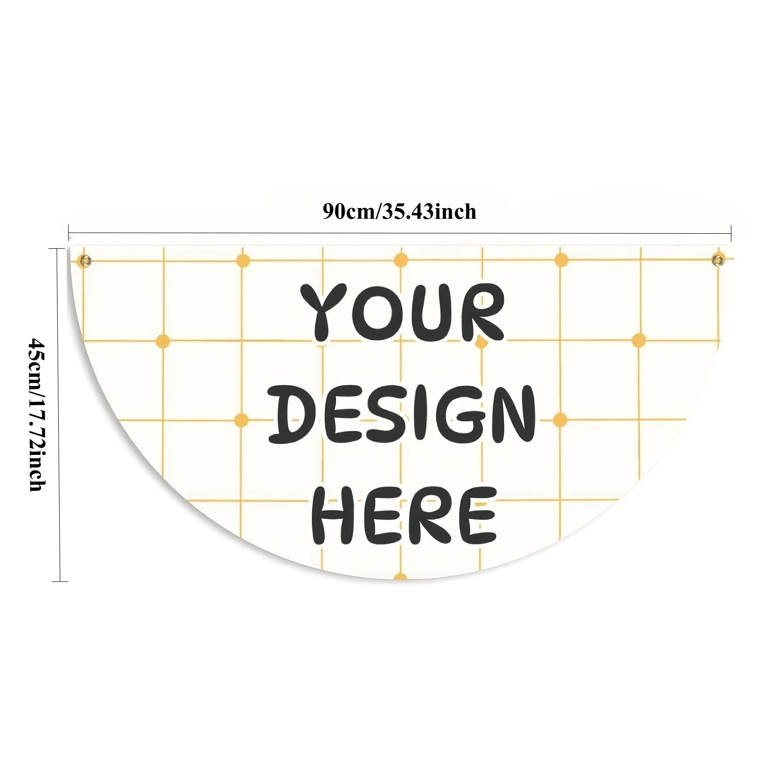 1pc Custom 45x90cm Semi-Circle Flags, Personalized Non-Pleated Fan-Shaped Banner, 2 Holes, Custom Image Logo Text for Outdoor