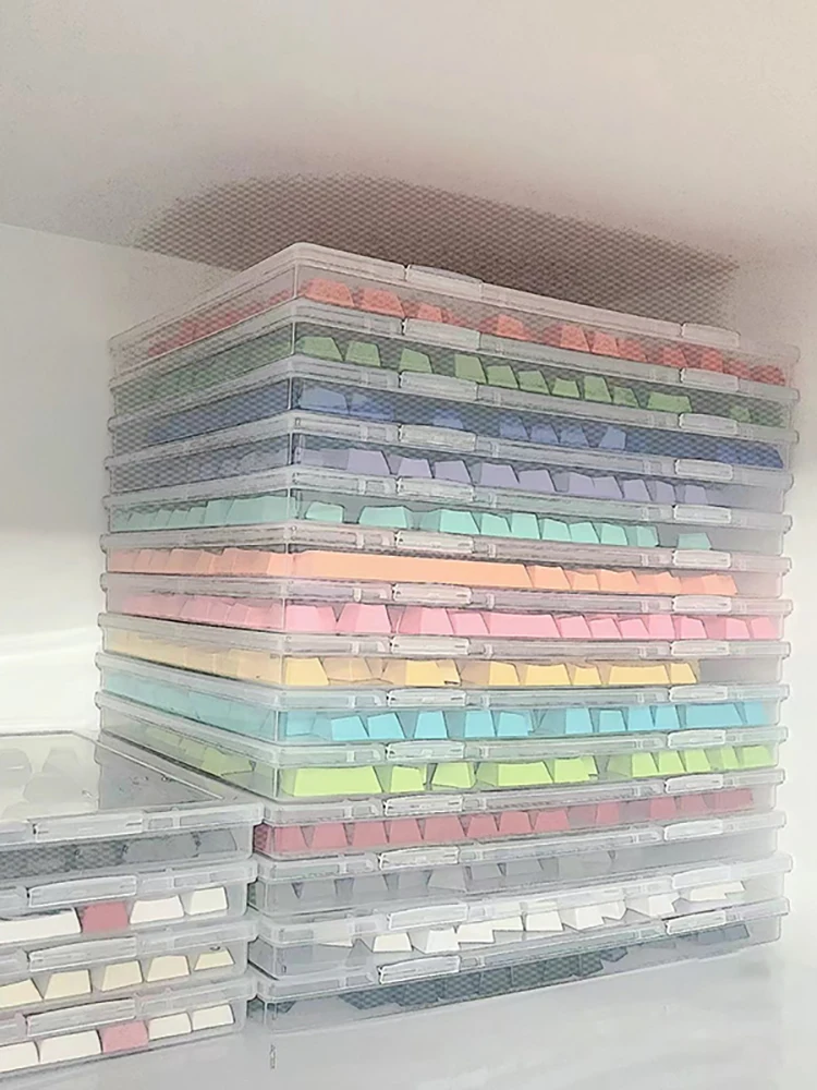 Desktop A4 Keycap Storage Box Transparent Dustproof Stackable Organizer Display Case for Mechanical Keyboards Rectangular PP ...