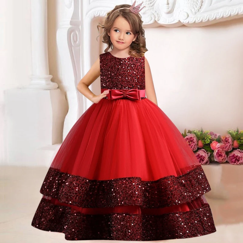 children\'s gauze lace birthday party dinner ball big butterfly dress New Christmas Party Princess long dress children\'s dress