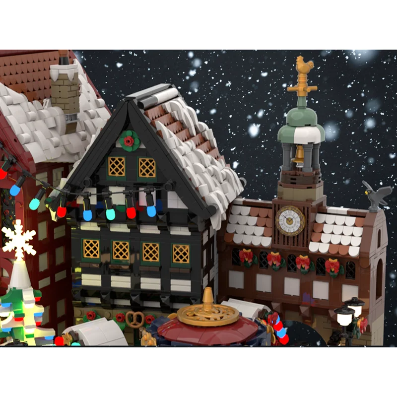 ตัวต่อโมเดลอาคารเมืองเก่าสไตล์เยอรมันสำหรับเทศกาลคริสต์มาส ของเล่นตัวต่อเทคโนโลยีแบบประกอบเอง ของขวัญสำหรับเทศกาลคริสต์มาส