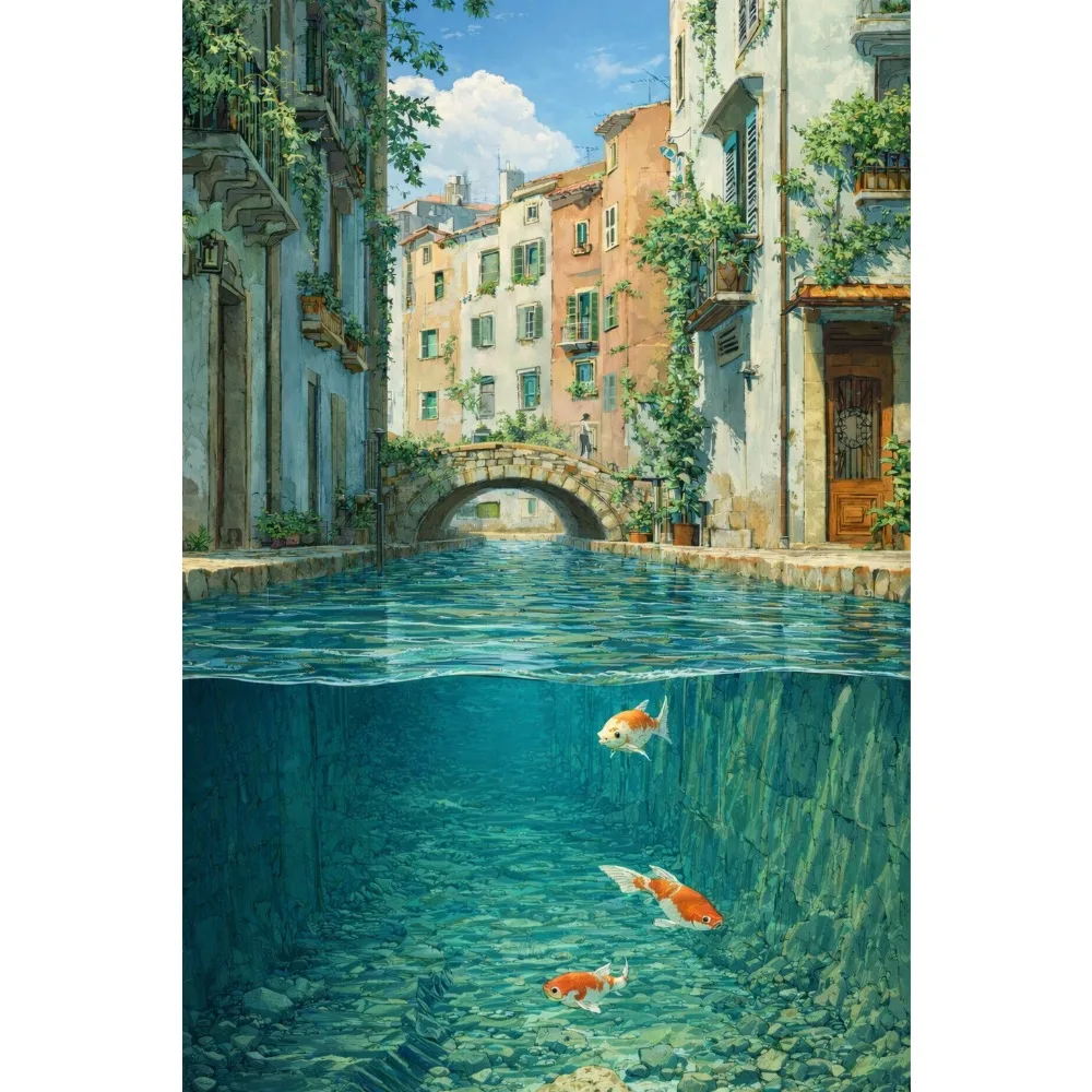 

500/1000/1200/2000PCS Puzzles Street River Koi Jigsaw DIY Modern Home Decor Educational Gifts Birthday and Holiday Gifts