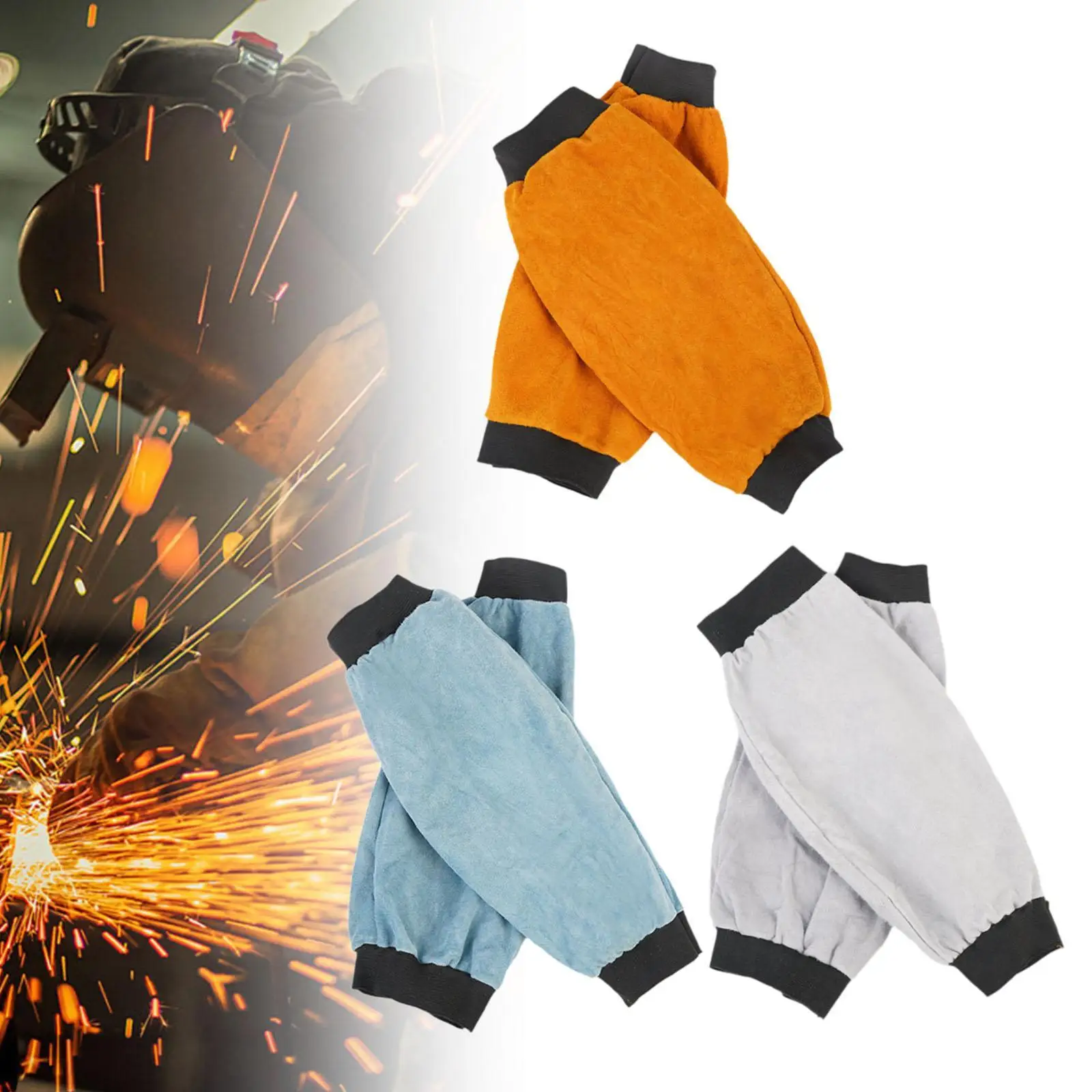 

2x PU Leather Welding Sleeves Portable Wear Resistant Gardening Sleeves for